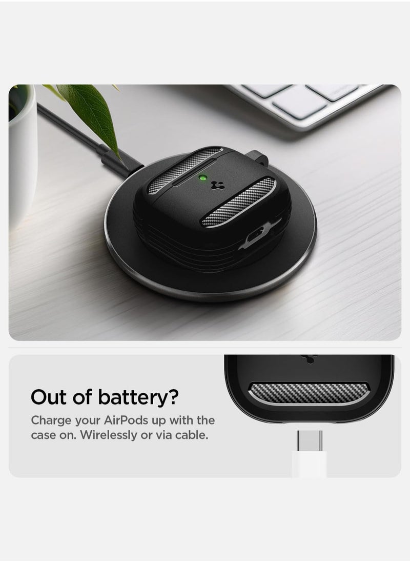 Spigen غطاء واقي من الصدمات لساعة AirPods 4 - ماتي أسود مع قفل من الكاربينر و تفاصيل من الألياف الكربونية (2024)  - Image 5
