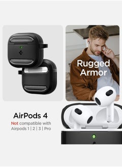 Rugged Armor AirPods 4 Case Cover Shockproof Protective with Carabiner and Carbon Fiber Accents (2024) - Matte Black - pzsku/ZB043C78A5C33A9340C41Z/45/_/1727431798/28cfb709-9044-471d-a252-ea0bde2e3378