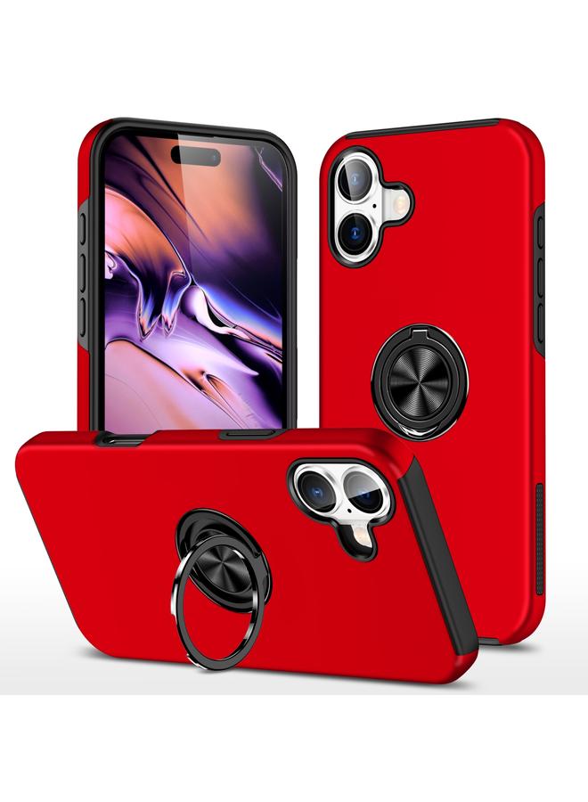 اس-توب جراب لهاتف iPhone 16 PC هجين من مادة TPU مع حامل حلقة مغناطيسية - Image 1