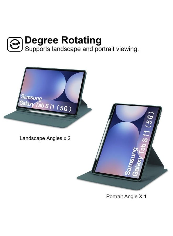 general Case for Samsung Galaxy Tab S11 (2025) 11 inch 5G SM-X730/X736B, Leather Case with Auto Wake/Sleep, 360° Rotating Stand Acrylic Clear Back Cover Built-in Pencil Holder - Image 3