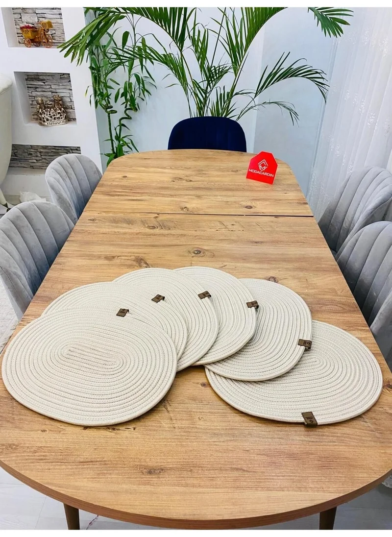 BDZ Deri BDZ Leather Jute Wicker American Service Oval Base 6 Pieces