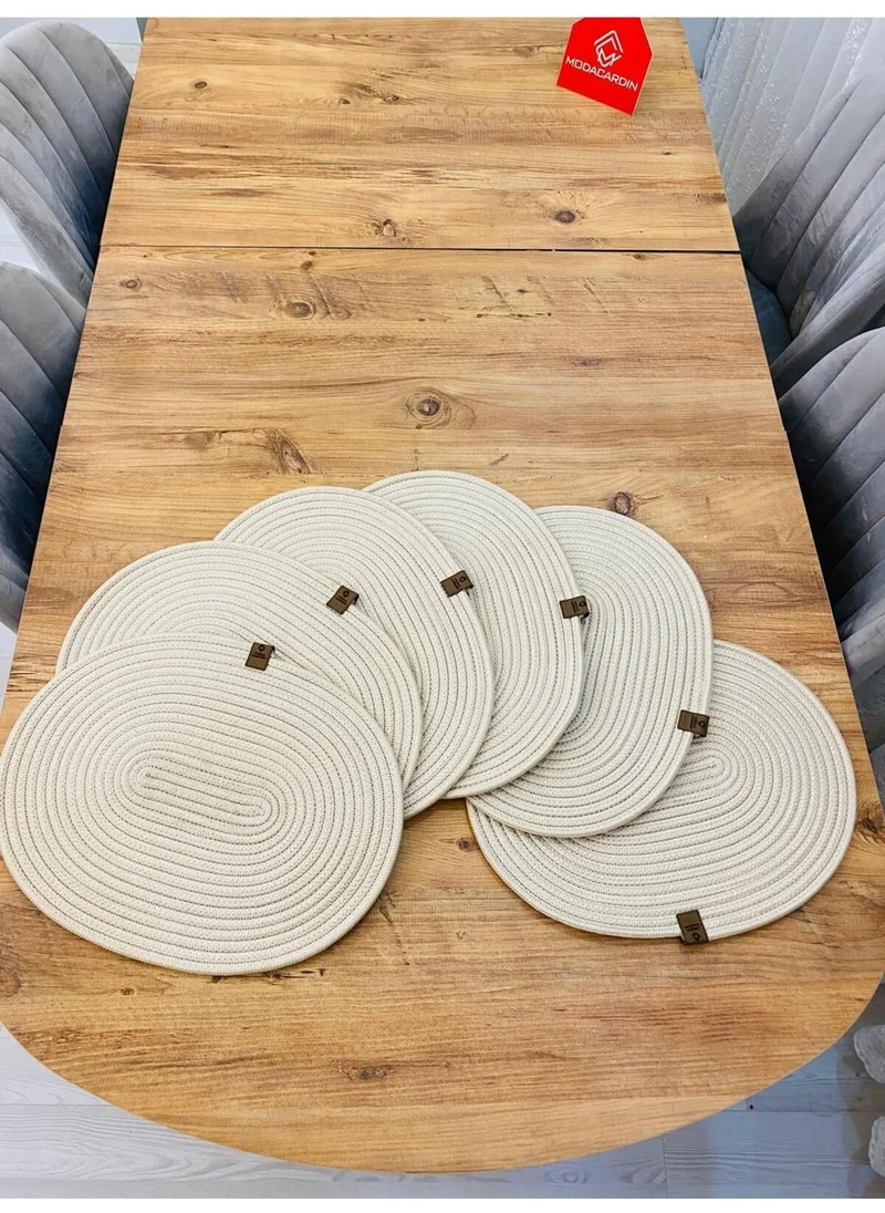 BDZ Deri BDZ Leather Jute Wicker American Service Oval Base 6 Pieces