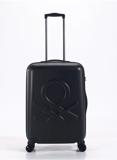 UNITED COLORS OF BENETTON BNTA-202 24Inch-Checked Luggage with TSA Lock| Material- Acrylonitrile Butadiene Styrene| Adjustable Trolley Handle | Smooth Dual Wheels 360degree rotate| Black