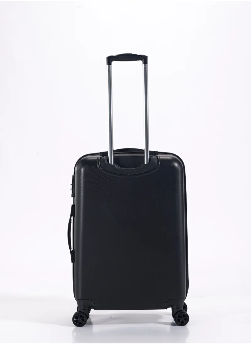 UNITED COLORS OF BENETTON BNTA-202 24Inch-Checked Luggage with TSA Lock| Material- Acrylonitrile Butadiene Styrene| Adjustable Trolley Handle | Smooth Dual Wheels 360degree rotate| Black