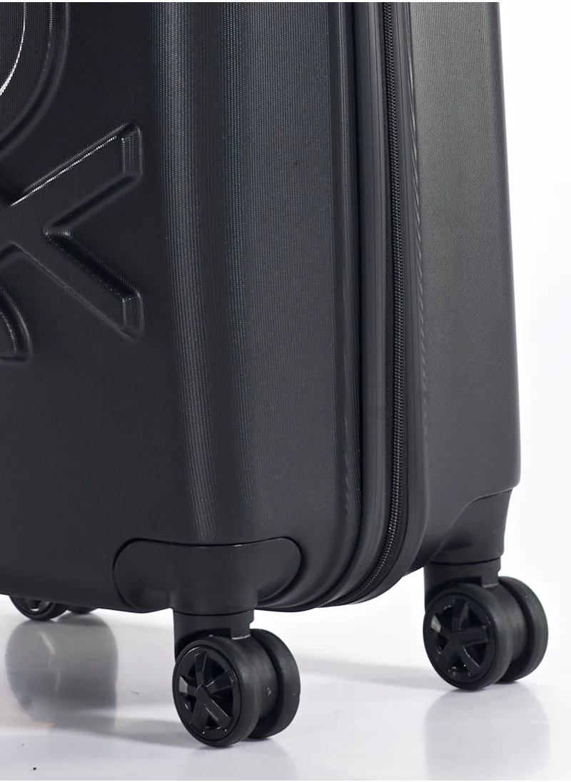 UNITED COLORS OF BENETTON BNTA-202 24Inch-Checked Luggage with TSA Lock| Material- Acrylonitrile Butadiene Styrene| Adjustable Trolley Handle | Smooth Dual Wheels 360degree rotate| Black