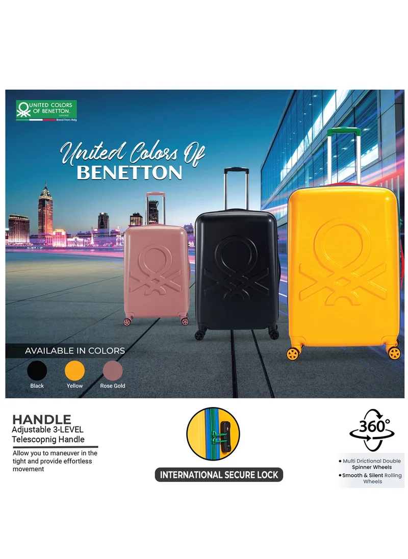 UNITED COLORS OF BENETTON BNTA-202 24Inch-Checked Luggage with TSA Lock| Material- Acrylonitrile Butadiene Styrene| Adjustable Trolley Handle | Smooth Dual Wheels 360degree rotate| Black