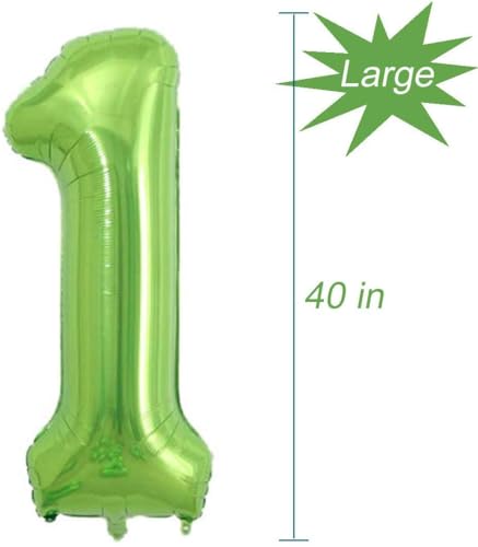 Tellpet Birthday Number Balloons Number 1 Balloon Green Foil Mylar Balloons 40 Inch - Image 5