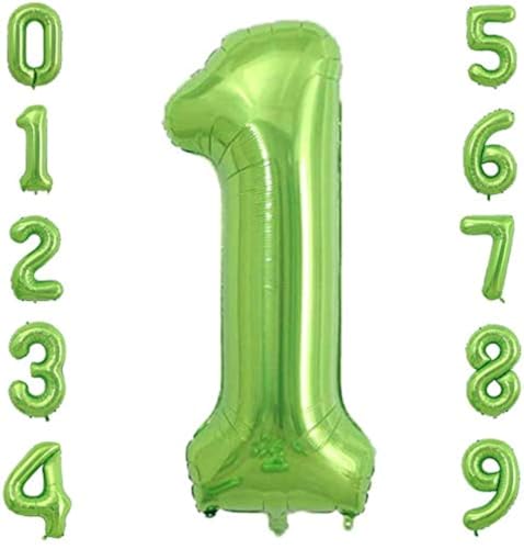 Tellpet Birthday Number Balloons Number 1 Balloon Green Foil Mylar Balloons 40 Inch - Image 1