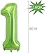 Tellpet Birthday Number Balloons Number 1 Balloon Green Foil Mylar Balloons 40 Inch - Image 2