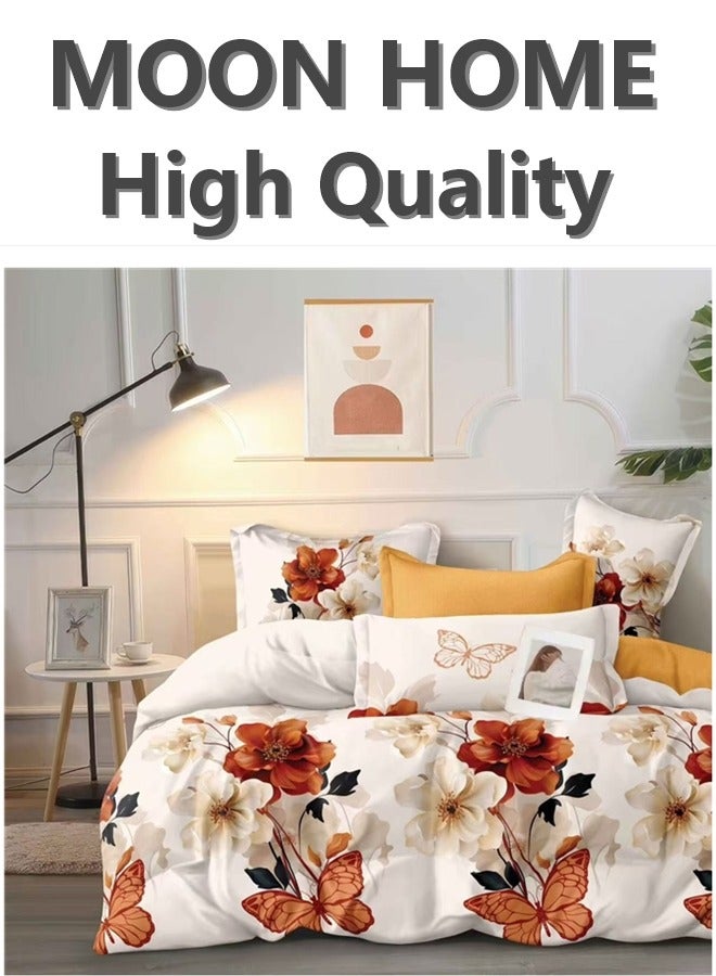 طقم أغطية لحاف فاخر مكون من 6 قطع - مقاسات كينغ / كوين / مفرد - يشمل غطاء لحاف، شريحة ملائمة و 4 أغطية وسائد - بياضات أنيقة ومريحة