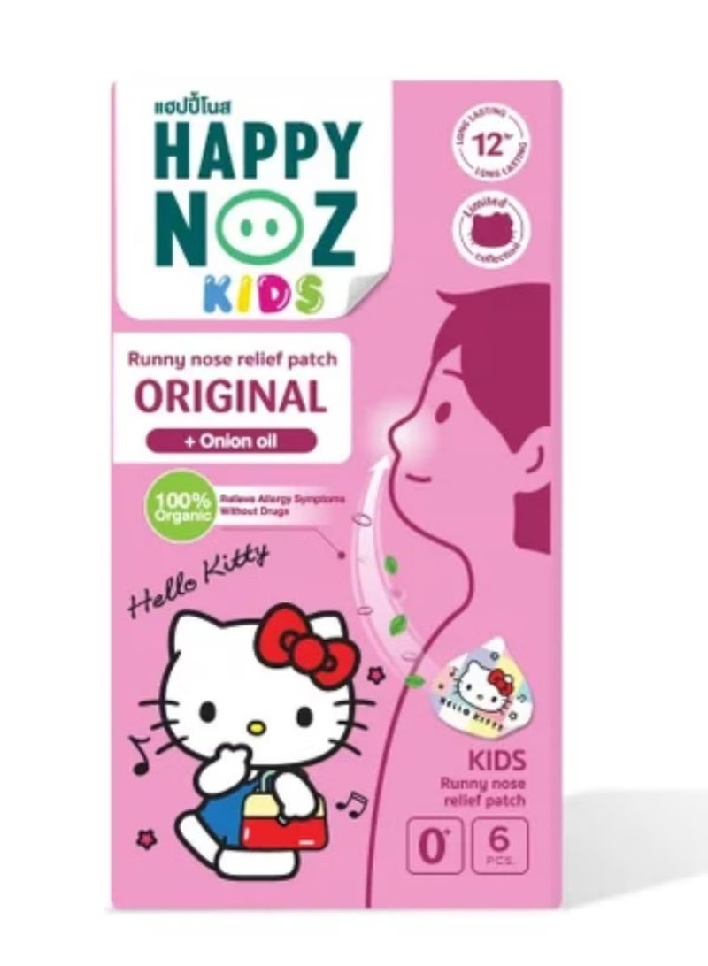 Happy Noz Kids Hello Kitty Organic Onion Patch – Runny Nose Relief Stickers with Lavender & Peppermint Oils (6 Pcs) - Image 1