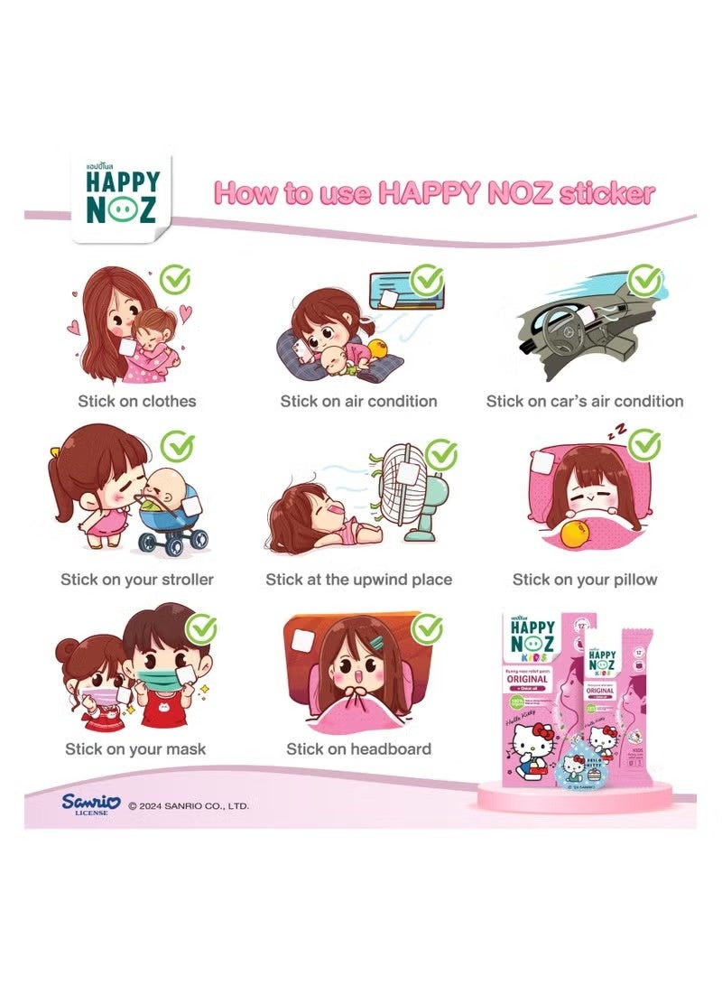 Happy Noz Kids Hello Kitty Organic Onion Patch – Runny Nose Relief Stickers with Lavender & Peppermint Oils (6 Pcs) - Image 4