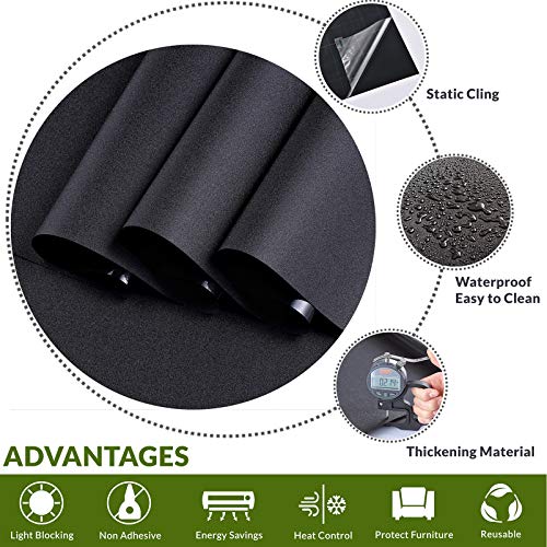 VELIMAX Static Cling Total Blackout Window Film Privacy Room Darkening Window Tint Black Window Cover 100% Light Blocking No Glue (17.7 x 78.7 inches) - Image 2