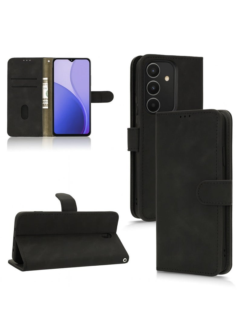 Elegant Leather Wallet Flip Case Cover for Samsung A16 with Card Holder and Stand – Black - Image 1