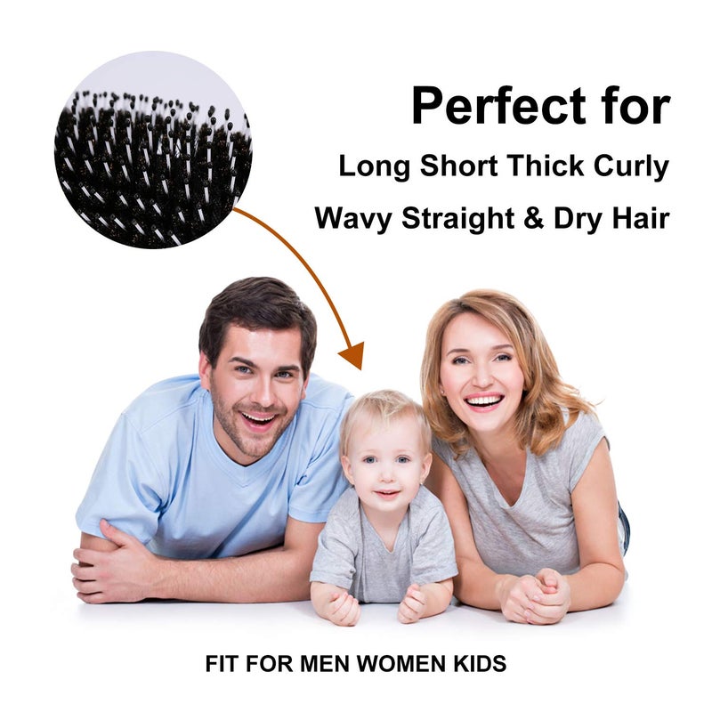 URTHEONE Hair Brush Mini Boar Bristle Hairbrush for Thick Curly Thin Long Short Wet or Dry Hair Detangle Massage Add Shine, Pocket Travel Small Paddle Hair Brush for Men Women Kids - Image 4
