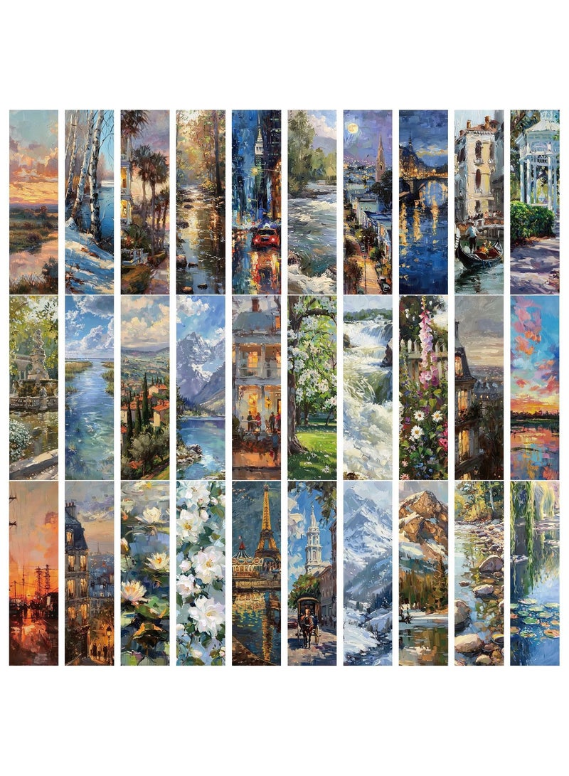 30 Pieces Oil Paintings Bulk Bookmarks, Art Painting Book Marks for Students Single Sided Cute Book Mark for Book Lovers Book Marks for Children Students Classroom Gift for Teacher - Image 1