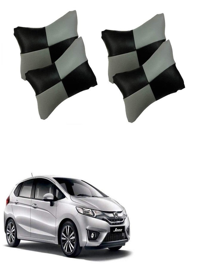 PulGos Grey Check Design Car Neck Rest Cushion with Adjustable Straps (Pair of 2)_661 - Image 1