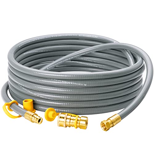 CALPOSE 25 Feet 3/8 inch ID Natural Gas Grill Hose with Quick Connect Fittings, Natural Gas Line for Grill, Pizza Oven, Heater and More Low Pressure Appliance - Image 1