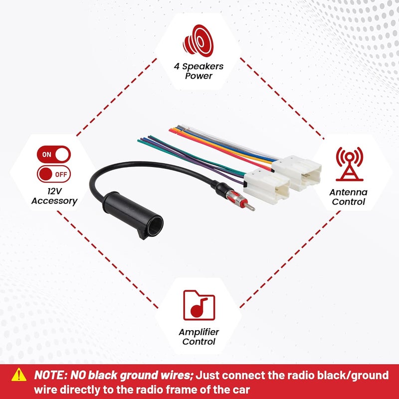 RED WOLF Radio Wiring Harness w/Antenna Adapter Compatible with Nissan 1998-2012 Frontier Pathfinder Titan, for Infiniti 1990-2008 G2/QX4 Install Aftermarket Stereo CD Receiver Cable Connector Kit - Image 3