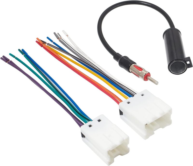 RED WOLF Radio Wiring Harness w/Antenna Adapter Compatible with Nissan 1998-2012 Frontier Pathfinder Titan, for Infiniti 1990-2008 G2/QX4 Install Aftermarket Stereo CD Receiver Cable Connector Kit - Image 1