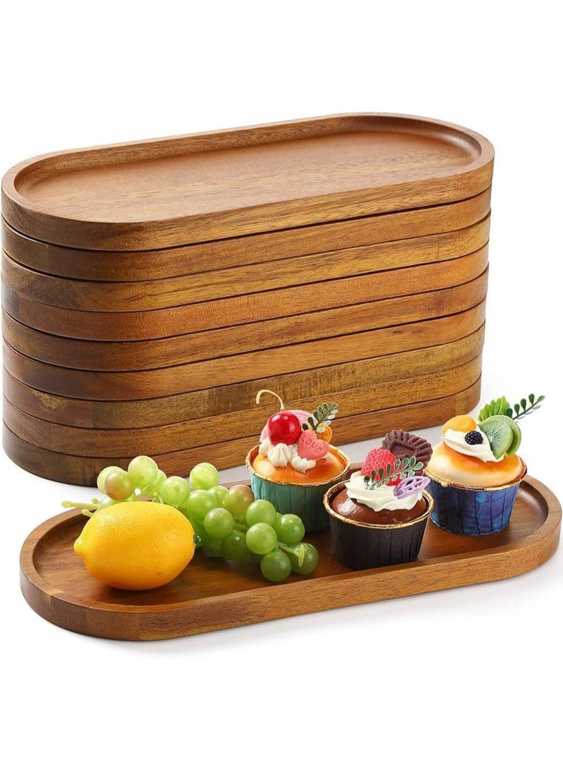 1pc Elegant Solid Wood oval-shaped tray, Ideal for Desserts, Snacks & Fruits, Durable Wooden Presentation Plate - Image 1