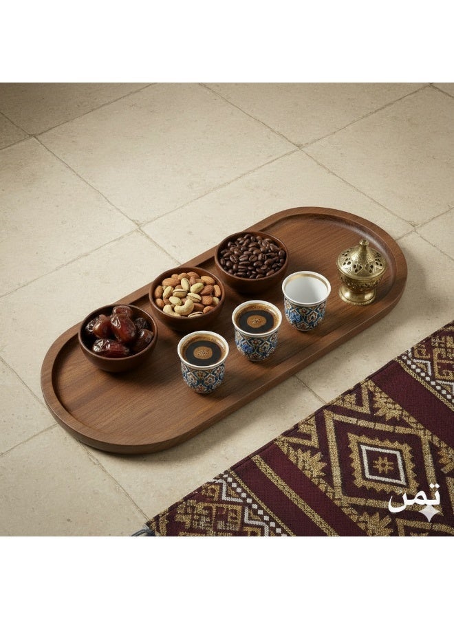 1 قطعة أنيقة الخشب الصلب البيضاوي على شكل صينية ، مثالية للحلويات والوجبات الخفيفة والفواكه ، لوحة عرض خشبية دائمة - Image 1