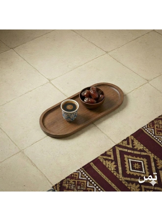 1pc Elegant Solid Wood oval-shaped tray, Ideal for Desserts, Snacks & Fruits, Durable Wooden Presentation Plate - Image 1