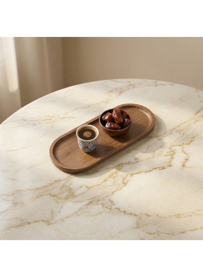 1pc Elegant Solid Wood oval-shaped tray, Ideal for Desserts, Snacks & Fruits, Durable Wooden Presentation Plate - Image 2