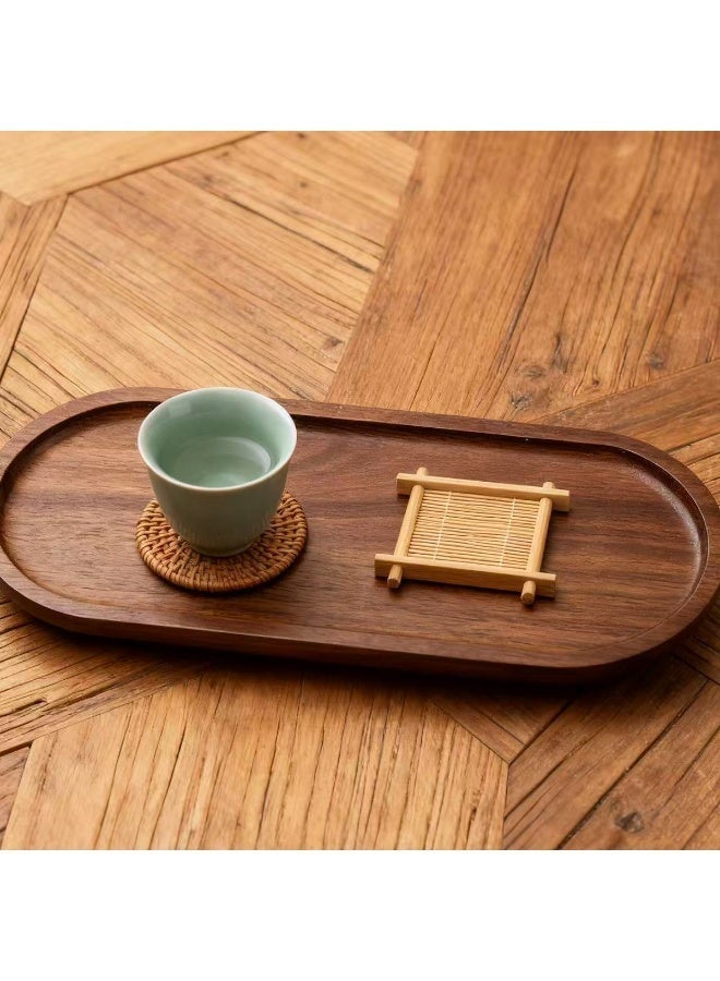 1pc Elegant Solid Wood oval-shaped tray, Ideal for Desserts, Snacks & Fruits, Durable Wooden Presentation Plate - Image 3