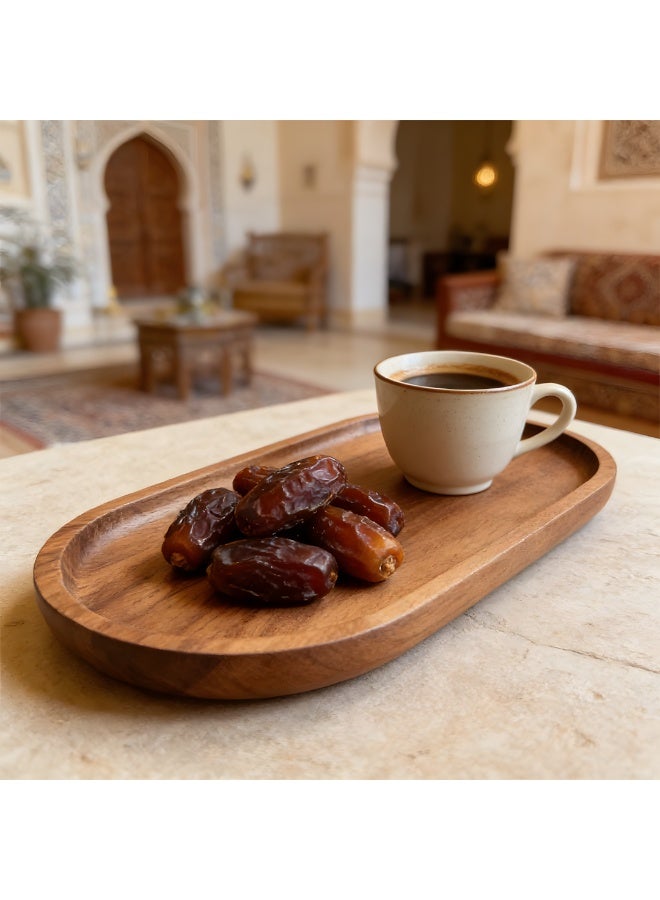 1pc Elegant Solid Wood oval-shaped tray, Ideal for Desserts, Snacks & Fruits, Durable Wooden Presentation Plate - Image 5