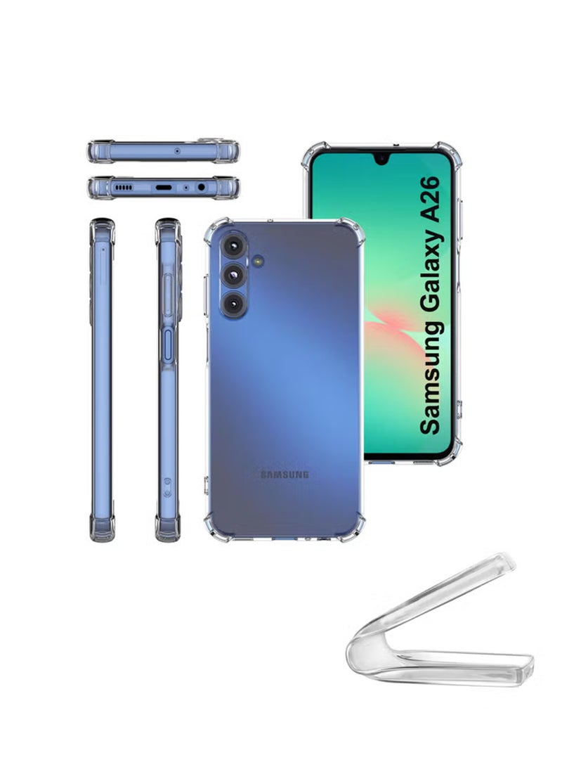 ولديك جراب Samsung Galaxy A26 | مصمم خصيصًا لجراب Galaxy A26 | جراب نحيف مرن من مادة TPU مع وسادة هوائية وامتصاص الصدمات من المطاط الناعم والسيليكون مناسب لهاتف Samsung Galaxy A26 | شفاف - Image 2