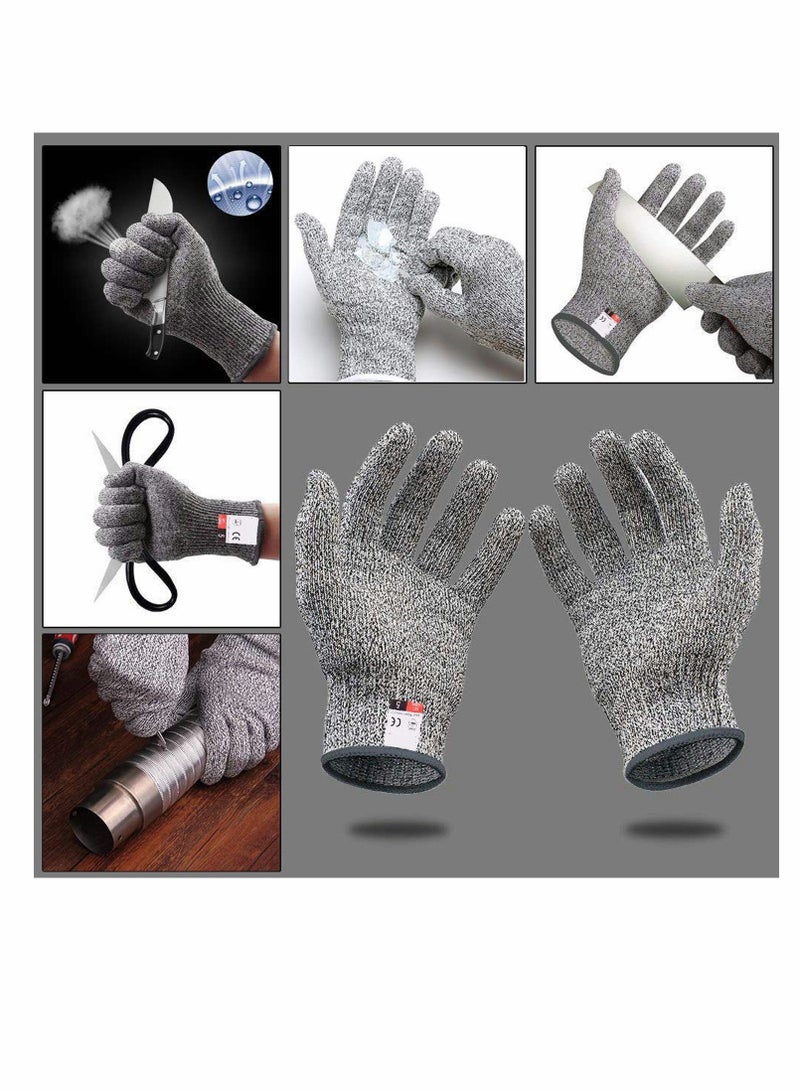Grey Cut Resistant Gloves Food Grade Safety Cut Gloves for Meal Prep Crafts and Outdoors - Level 5 Protection from Knives Vegetable Peelers Graters - Fits Both Hand - 2 Pairs (M+L)  - Image 5