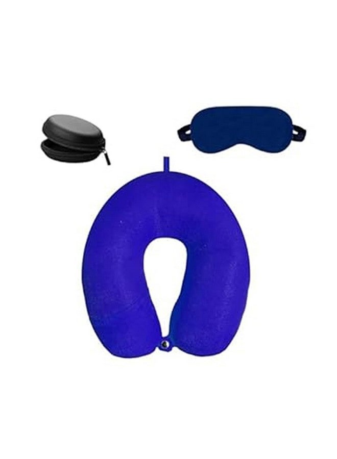 BigPlayer Neck Pillow Travel Set with Eye Mask and Storage Case - U-Shaped Memory Foam Cushion for Sleeping Neck Pain Relief in Flight Train Car Bus (Blue) - Image 1