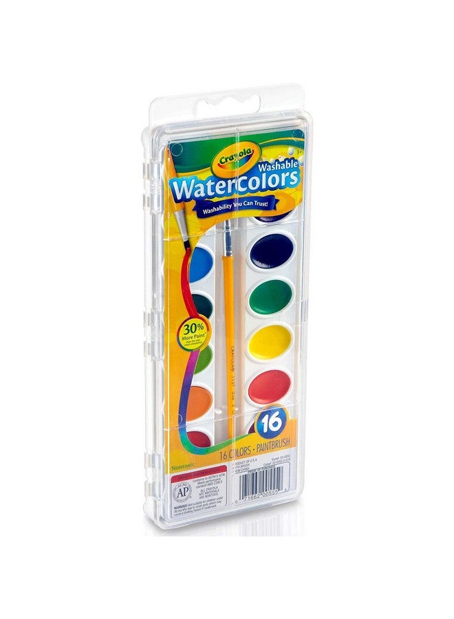 Crayola مجموعة ألوان مائية متنوعة من كرايولا للأطفال، تشمل فرشاة رسم مريحة للأطفال، 16 قطعة - Image 3