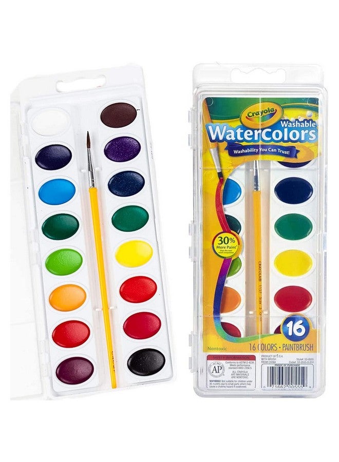 Crayola مجموعة ألوان مائية متنوعة من كرايولا للأطفال، تشمل فرشاة رسم مريحة للأطفال، 16 قطعة - Image 2