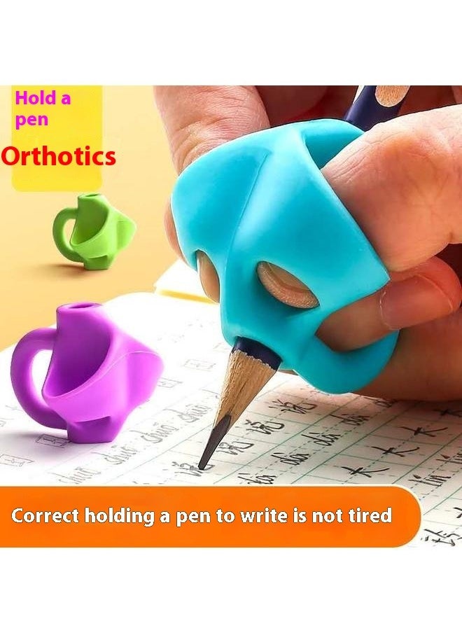 Generic - 6 Pcs Pencil Grips with 3 Finger Rings for Kids Handwriting, 6 Colors Pencil Holders for Toddler Writing Tool, Ergonomic Pencil Gripper Cushions - Image 1