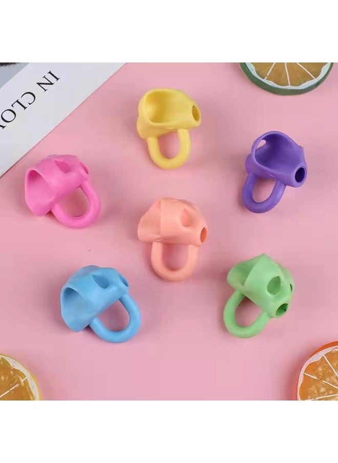 Generic - 6 Pcs Pencil Grips with 3 Finger Rings for Kids Handwriting, 6 Colors Pencil Holders for Toddler Writing Tool, Ergonomic Pencil Gripper Cushions - Image 1