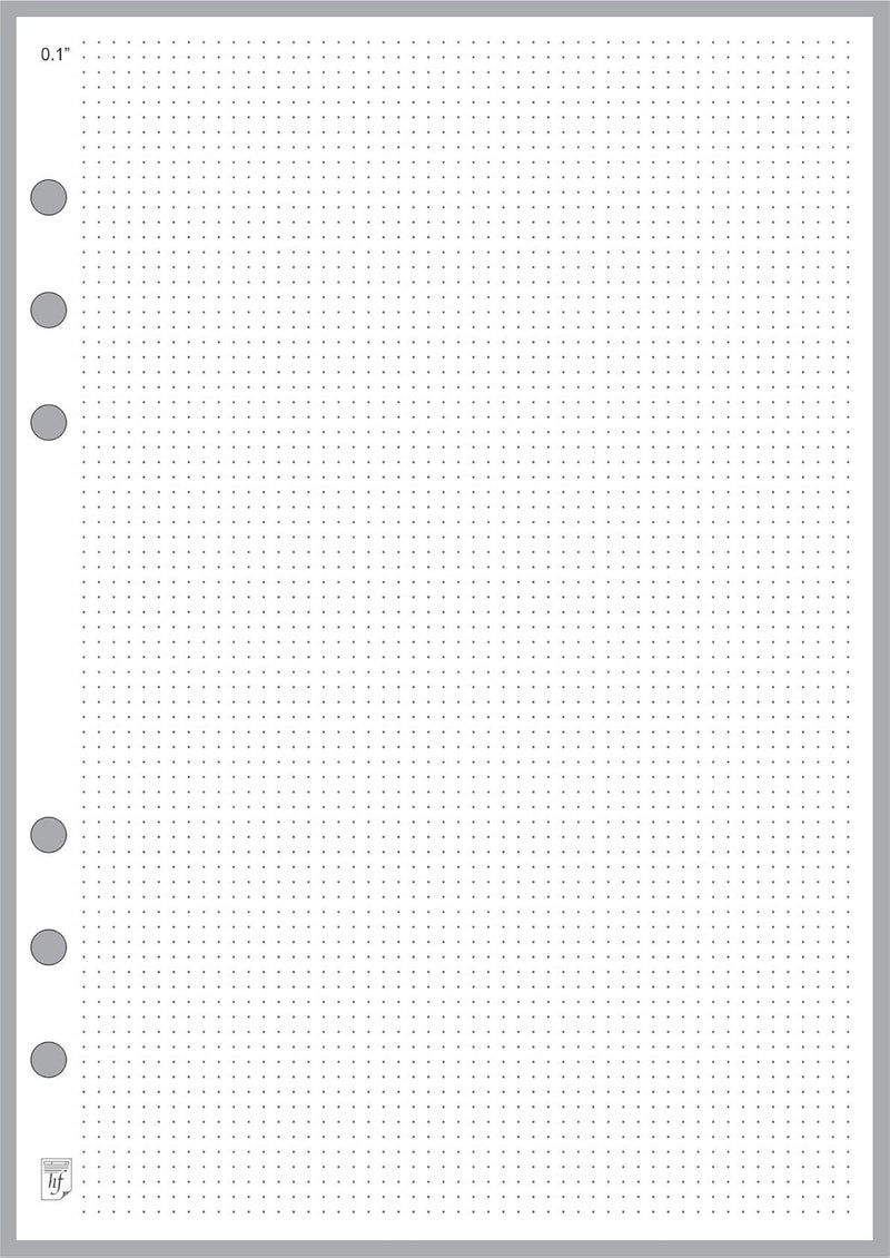 Handy Forms A5 Size Dot Grid Paper Refill (0.10"), Sized and Punched 6-Ring A5 Notebooks by Filofax, LV (GM), Kikki K, TMI, and Others. Sheet Size 5.83" x 8.27" (148mm x 210mm) - Image 1