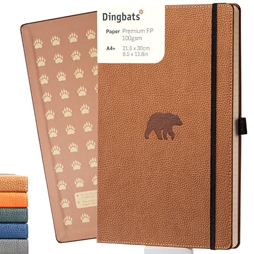 Dingbats Wildlife Dotted Extra Large A4 Notebook PU Leather Hardcover Journal for Work Writing Pocket Elastic Closure Pen Holder Bookmark