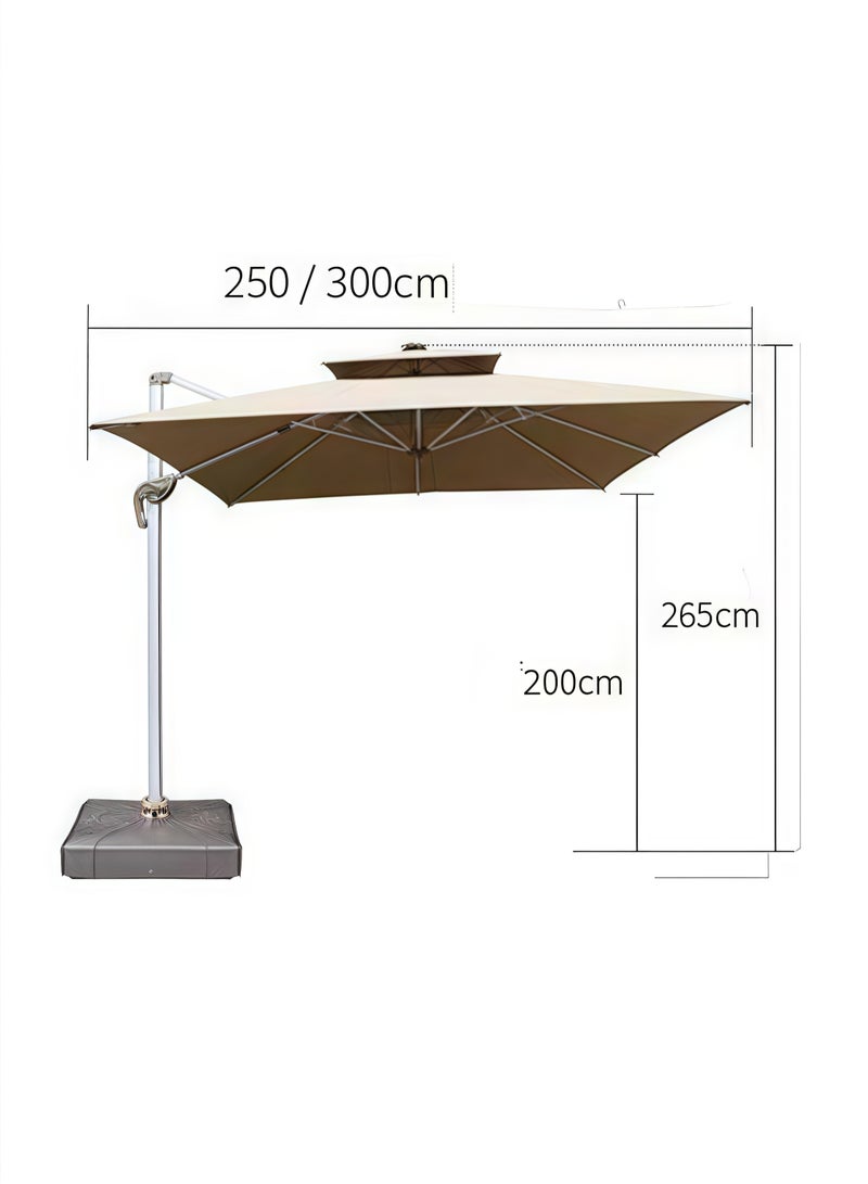 Generic Double Layer Solar Led Bar Patio Umbrella Cantilever Canopy Heavy Duty Sunshade Waterproof Canopy with UV Protection Umbrella With Parasol Base For Garden Pool Balcony  - Image 2