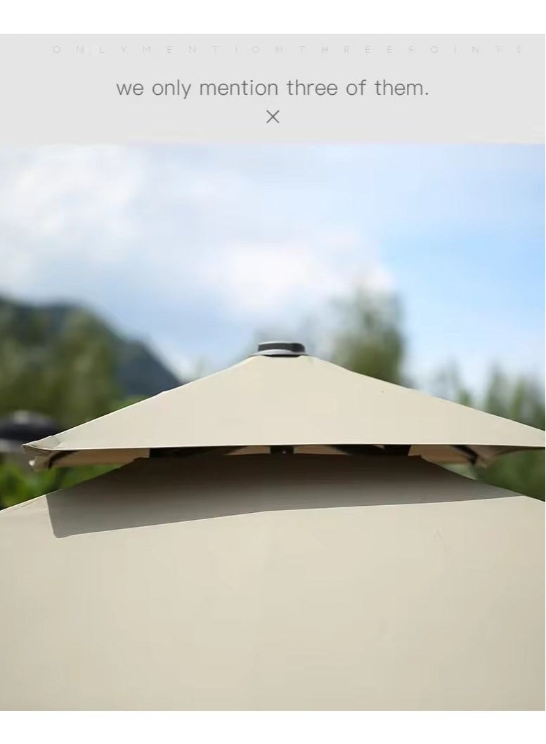 Generic Double Layer Solar Led Bar Patio Umbrella Cantilever Canopy Heavy Duty Sunshade Waterproof Canopy with UV Protection Umbrella With Parasol Base For Garden Pool Balcony  - Image 4