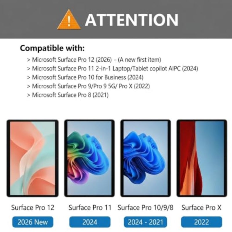 MEGOO ArmorShield Screen Protector for Microsoft Surface Pro 11/10/9/8/X and Surface Pro 12th Edition for Business 13",9H Tempered Glass, Surface Pen Compatible, 2 Pack - Image 2