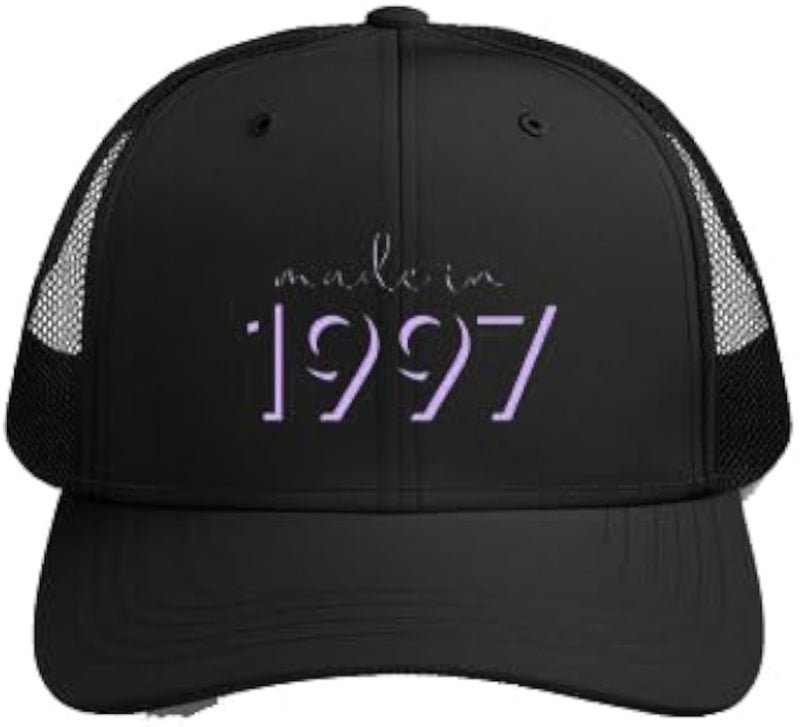 made in 1997 Plain unisex baseball cap Black