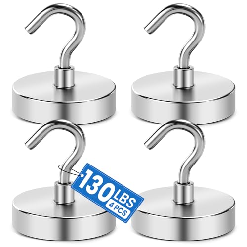 LOVIMAG Magnetic Hooks Heavy Duty 130 lb Strong Magnetic Hooks for Cruise Cabins Strong Magnets with Hooks for Hanging Toolbox Cruise Ship Essentials Locker Office and Kitchen Etc 4 Pack - Image 1