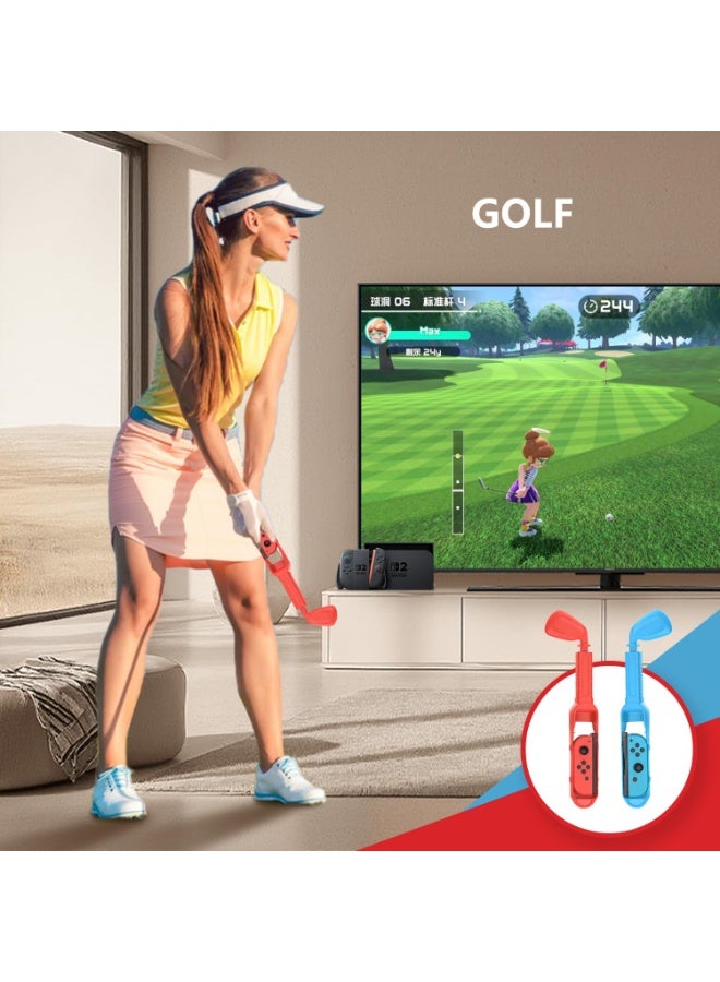 ألعاب ستارترك 10 في 1 حزمة ألعاب رياضية من نينتندو سويتش، متوافقة مع نينتندو سويتش 2/ سويتش 1/ OLED،تشمل عجلات قيادة + مضارب تنس + مضارب جولف  + سيوف + أحزمة للساقين، مجموعة ملحقات عائلية لـ Joy-Con 2 - Image 4