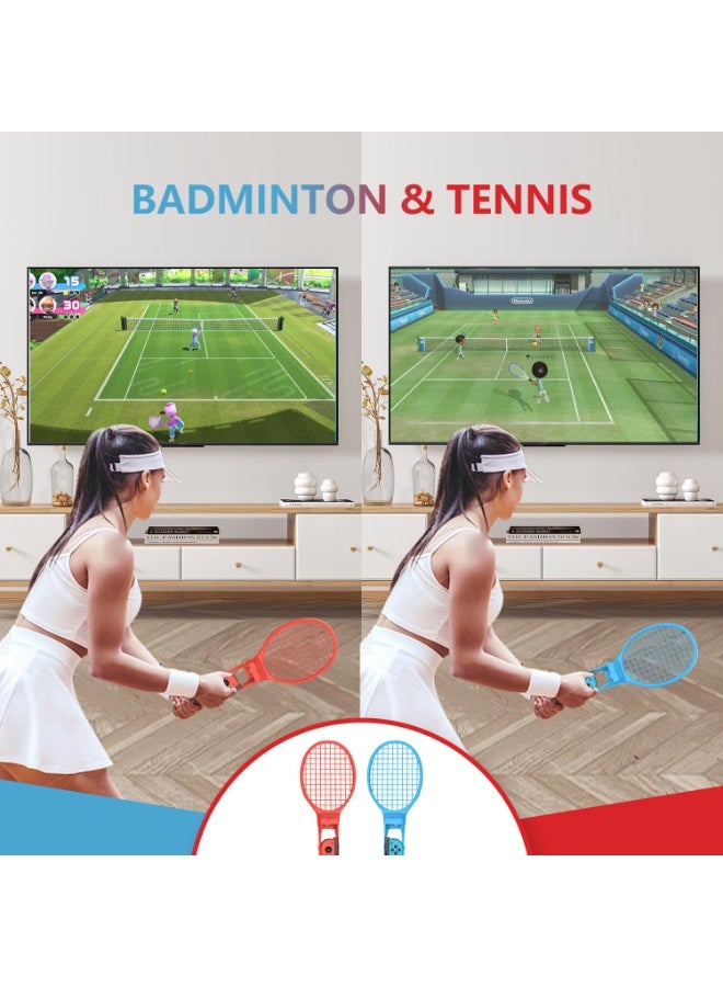 ألعاب ستارترك 10 في 1 حزمة ألعاب رياضية من نينتندو سويتش، متوافقة مع نينتندو سويتش 2/ سويتش 1/ OLED،تشمل عجلات قيادة + مضارب تنس + مضارب جولف  + سيوف + أحزمة للساقين، مجموعة ملحقات عائلية لـ Joy-Con 2 - Image 5