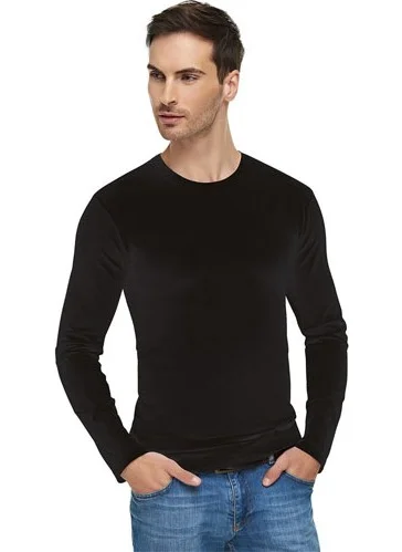 Linotti Men's 0 Collar Long Sleeve Tshirt 1165