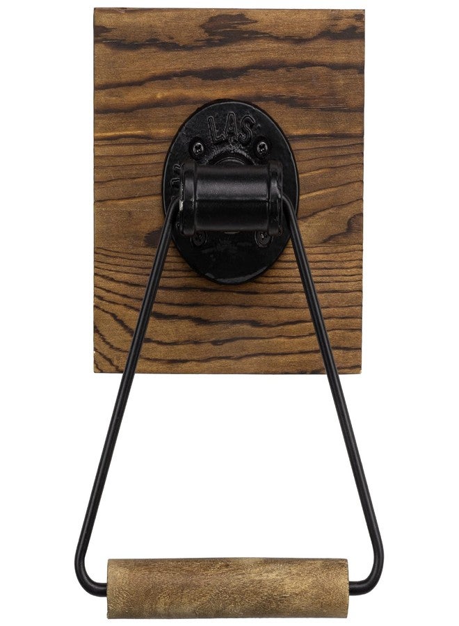 MyGift Industrial Metal Hand Towel Holder with Rustic Solid Burnt Wood Wall Backing, Matte Black Towel Ring for Bathroom, Kitchen, Laundry Room 5.5 x 8.7 inch - Image 5