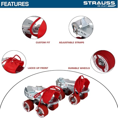 STRAUSS Junior Tenacity Roller Skates,Outdoor Wheel Adjustable Shoe Size for Kids,4 Wheels Skates for Boys & Girls,for Indoor & Outdoor Skating,Age Group 3-7 Years,Weight Capacity Upto 60kgs,(Silver) - Image 3