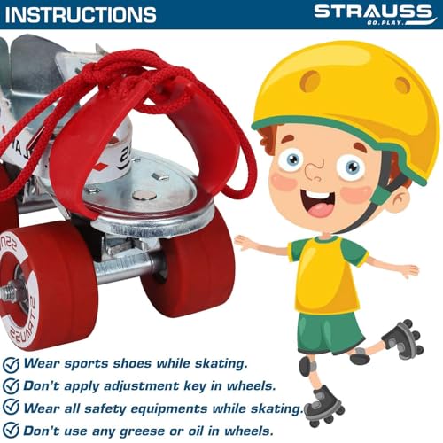 STRAUSS Junior Tenacity Roller Skates,Outdoor Wheel Adjustable Shoe Size for Kids,4 Wheels Skates for Boys & Girls,for Indoor & Outdoor Skating,Age Group 3-7 Years,Weight Capacity Upto 60kgs,(Silver) - Image 5